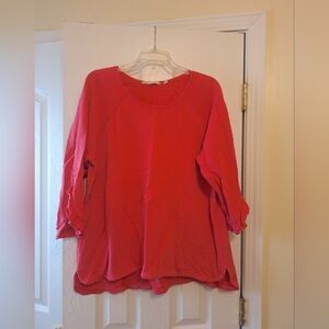 Soft Surroundings Women's Coral Pink Long-Sleeve Pullover Top